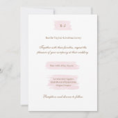 Invitation Aquarelle rose or blanc gris gris gris élégant mar (Devant)