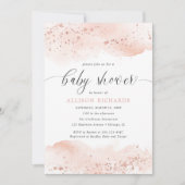 Invitation Aquarelle rose or blush rose fille baby shower (Devant)