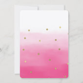 Invitation Aquarelle rose or Confetti Ombre Anniversaire (Dos)