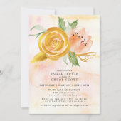 Invitation Aquarelle rose or Fête des mariées florale (Devant)