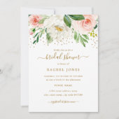 Invitation Aquarelle rose or Fête des mariées florale (Devant)