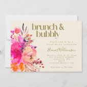 Invitation Aquarelle rose or Fête des mariées florale Brunch (Devant)