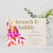 Invitation Aquarelle rose or Fête des mariées florale Brunch (Debout devant)