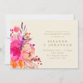 Invitation Aquarelle rose or Floral Chic Engagement Party (Devant)