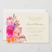 Invitation Aquarelle rose or Floral Fête des mariées simple (Devant)