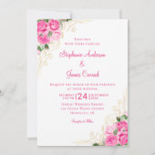 Invitation Aquarelle rose or Floral Mariage photo (Dos)