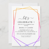 Invitation Aquarelle rose or Géométrique Fêtons (Devant)