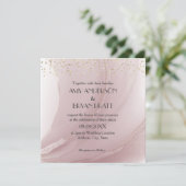 Invitation Aquarelle Rose or marbre (Debout devant)