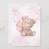 Invitation Aquarelle rose or mignon ours en peluche Christine (Dos)