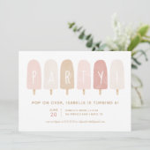 Invitation Aquarelle rose or Popsicle Girl Anniversaire (Debout devant)