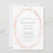 Invitation Aquarelle rose or Quintañera géométrique (Devant)