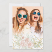 Invitation Aquarelle rose or vert floral Sweet 16 photo (Dos)