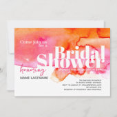 Invitation Aquarelle rose orange couleur Fête des mariées (Devant)