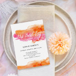 Invitation Aquarelle rose orange éclaboussure couleur 21e ann<br><div class="desc">Customisez cette Vive Artistique Moderne Colorée 21ème anniversaire Invitation avec une image originale aquarelle de couleur orange et rose se mélangeant sur un arrière - plan blanc. Fraîche et amusante,  design fantaisiste.</div>
