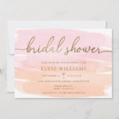 Invitation Aquarelle rose orange Fête des mariées or (Devant)