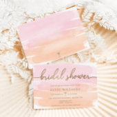 Invitation Aquarelle rose orange Fête des mariées or