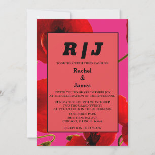 Invitation Aquarelle rose orangé moderne Mariage floral Boho