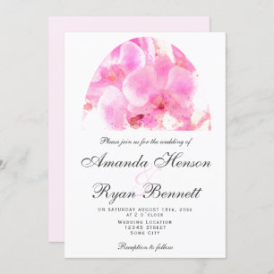 Invitation Aquarelle rose orchidée Fleur Floral Mariage Invit