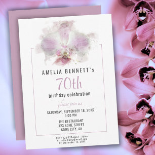 Invitation Aquarelle rose orchidée Floral fête d'anniversaire