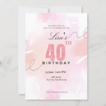 Aquarelle rose pailleté 40e anniversaire