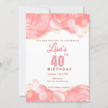 Aquarelle rose pailleté 40e anniversaire