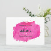 Invitation Aquarelle rose Paint Splatter Anniversaire (Debout devant)