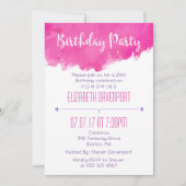 Invitation Aquarelle rose Paint Splatter Anniversaire Invitat (Devant)