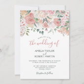 Invitation Aquarelle rose pâle (Devant)