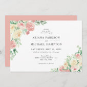 Invitation Aquarelle rose pâle (Devant / Derrière)