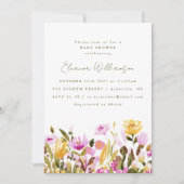 Invitation Aquarelle rose pâle Baby shower Floral (Devant)