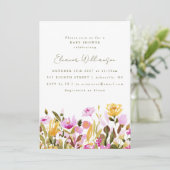 Invitation Aquarelle rose pâle Baby shower Floral (Debout devant)