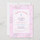 Invitation Aquarelle rose pâle Ballerina Or Nom géométrique (Dos)