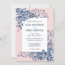 Aquarelle rose pâle, bleu blanc Mariage Floral