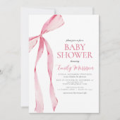 Invitation Aquarelle rose pâle Bow Girl Baby shower (Devant)