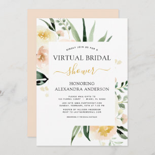 Invitation Aquarelle rose pâle de la Fête de l'mariée virtuel