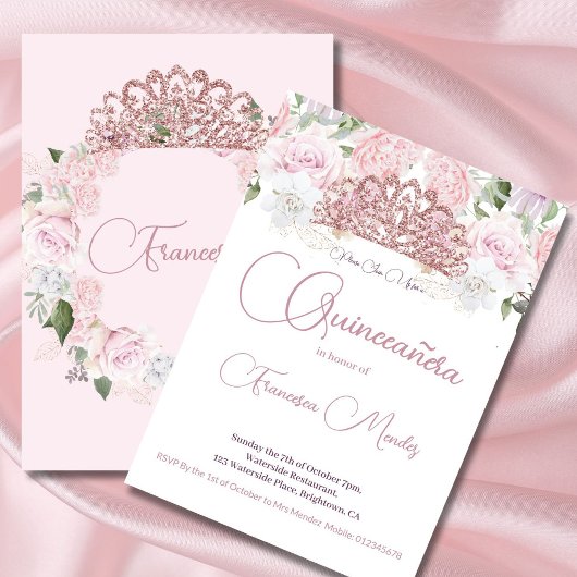 Invitation Aquarelle rose pâle de Quinceanera
