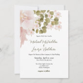 Invitation Aquarelle rose pâle Élégante Mariage floral (Devant)