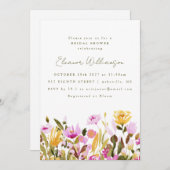 Invitation Aquarelle rose pâle Fête des mariées florale (Devant / Derrière)