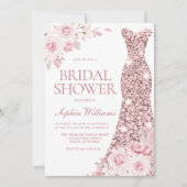 Invitation Aquarelle rose pâle Fleurs Robe Fête des mariées (Devant)