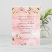 Invitation Aquarelle rose pâle Floral (Debout devant)