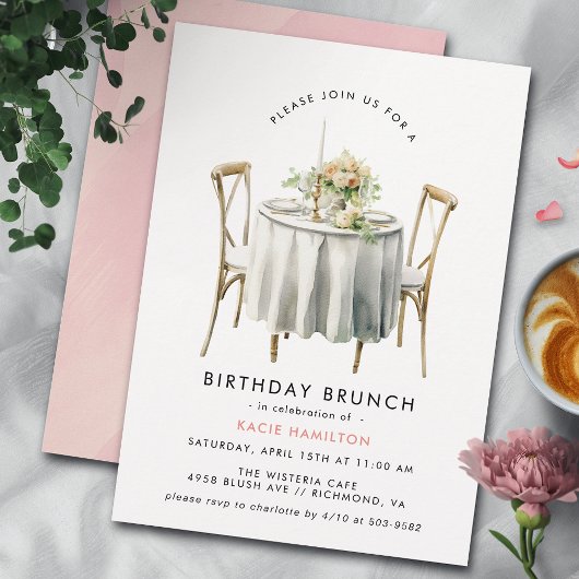 Invitation Aquarelle rose pâle | Jolie fille Anniversaire Bru