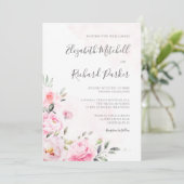 Invitation Aquarelle rose pâle Mariage de verdure Florale (Debout devant)