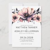 Invitation Aquarelle rose pâle Mariage floral (Devant)