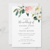 Invitation Aquarelle rose pâle Mariage Floral (Devant)