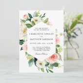 Invitation Aquarelle rose pâle Mariage Floral (Debout devant)