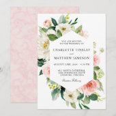 Invitation Aquarelle rose pâle Mariage Floral (Devant / Derrière)