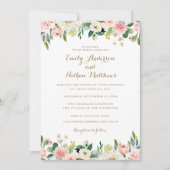 Invitation Aquarelle rose pâle Mariage floral (Devant)