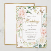 Invitation Aquarelle rose pâle Mariage floral romantique (Devant / Derrière)