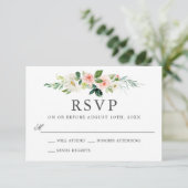 Invitation Aquarelle rose pâle Mariage floral RSVP (Debout devant)