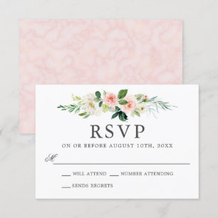 Invitation Aquarelle rose pâle Mariage floral RSVP